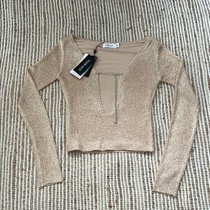 Tiger Mist Gold Crop Cut Out Blouse